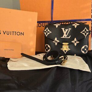 Louis Vuitton Black and Tan Mongramed Cross Body Bag